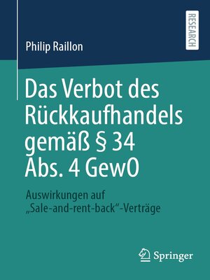 cover image of Das Verbot des Rückkaufhandels gemäß § 34 Abs. 4 GewO